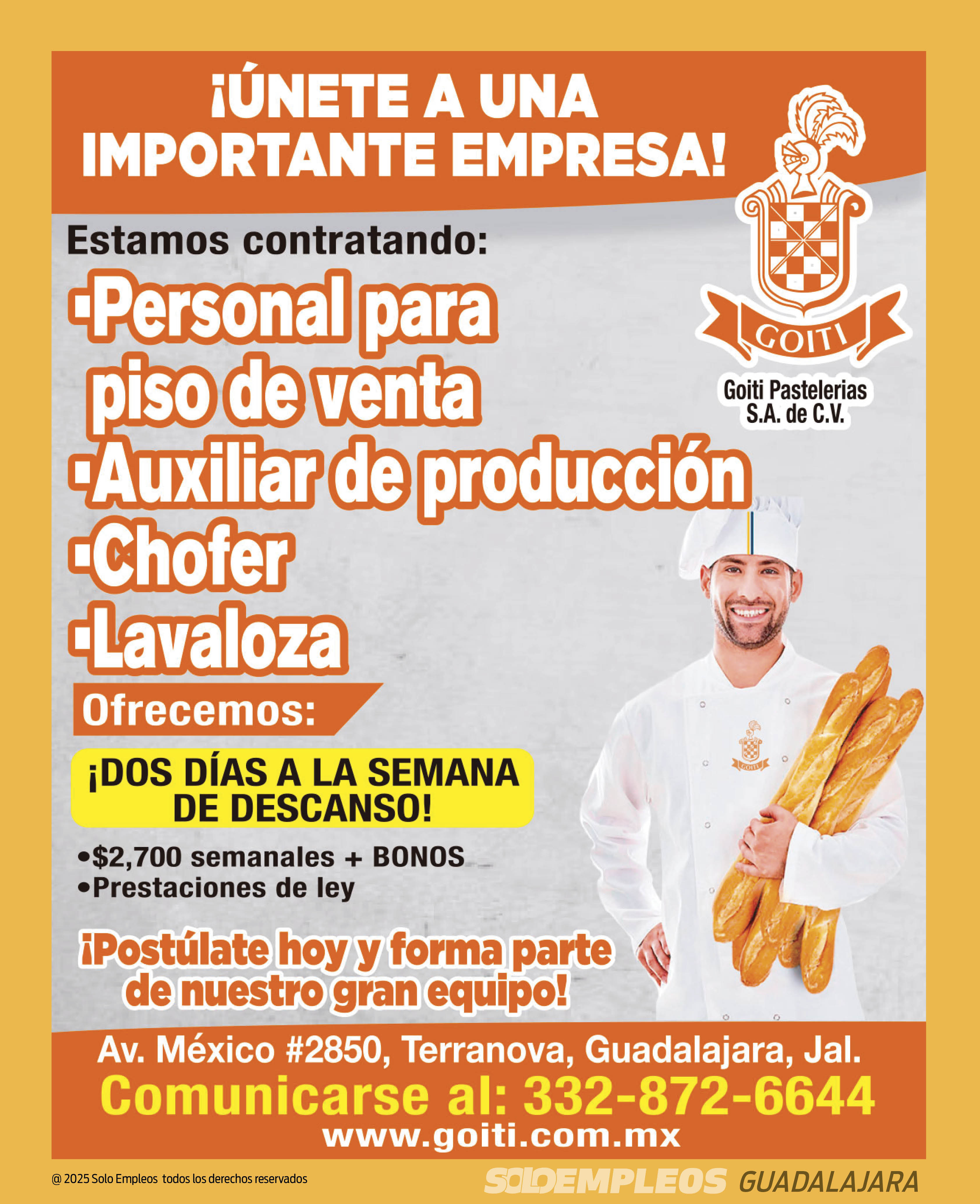 Vacante en Guadalajara publicada el 2026-05-15