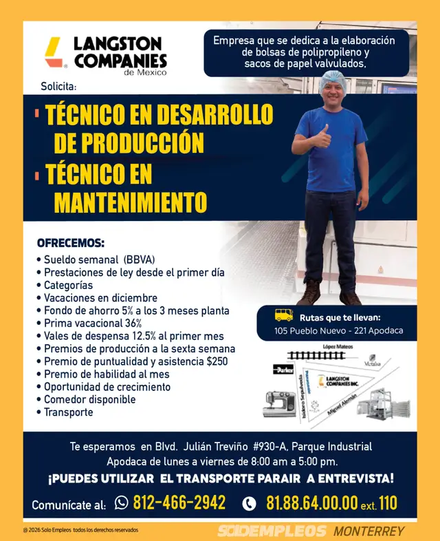 Vacante de empleo en Monterrey publicada el 2026-07-24 en Solo Empleos