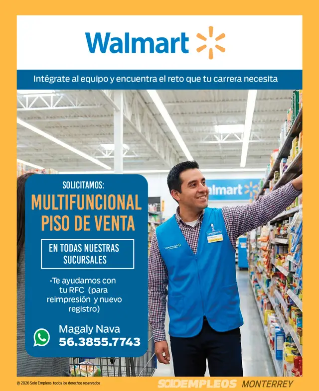 Vacante de empleo en Monterrey publicada el 2026-07-24 en Solo Empleos