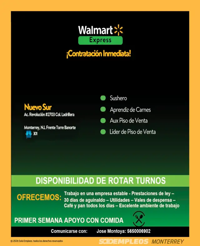 Vacante de empleo en Monterrey publicada el 2026-07-24 en Solo Empleos
