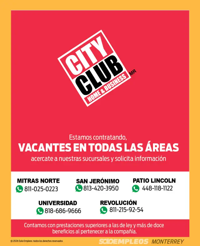 Vacante de empleo en Monterrey publicada el 2026-07-24 en Solo Empleos